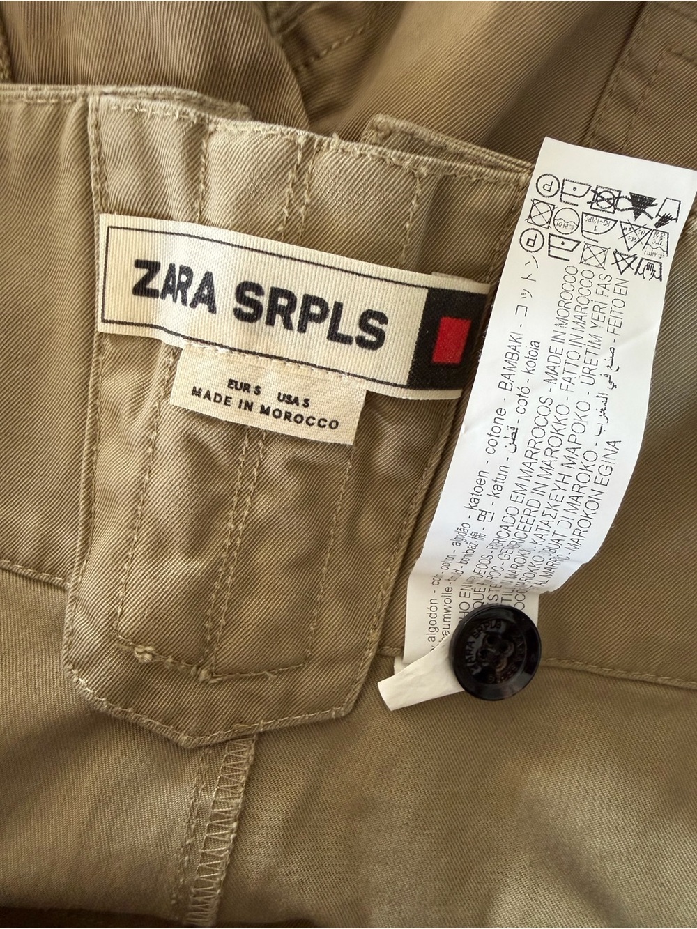 ZARA SRPLS Khaki Patchwork Barrel Trousers | Size Small - Picture 6 of 6